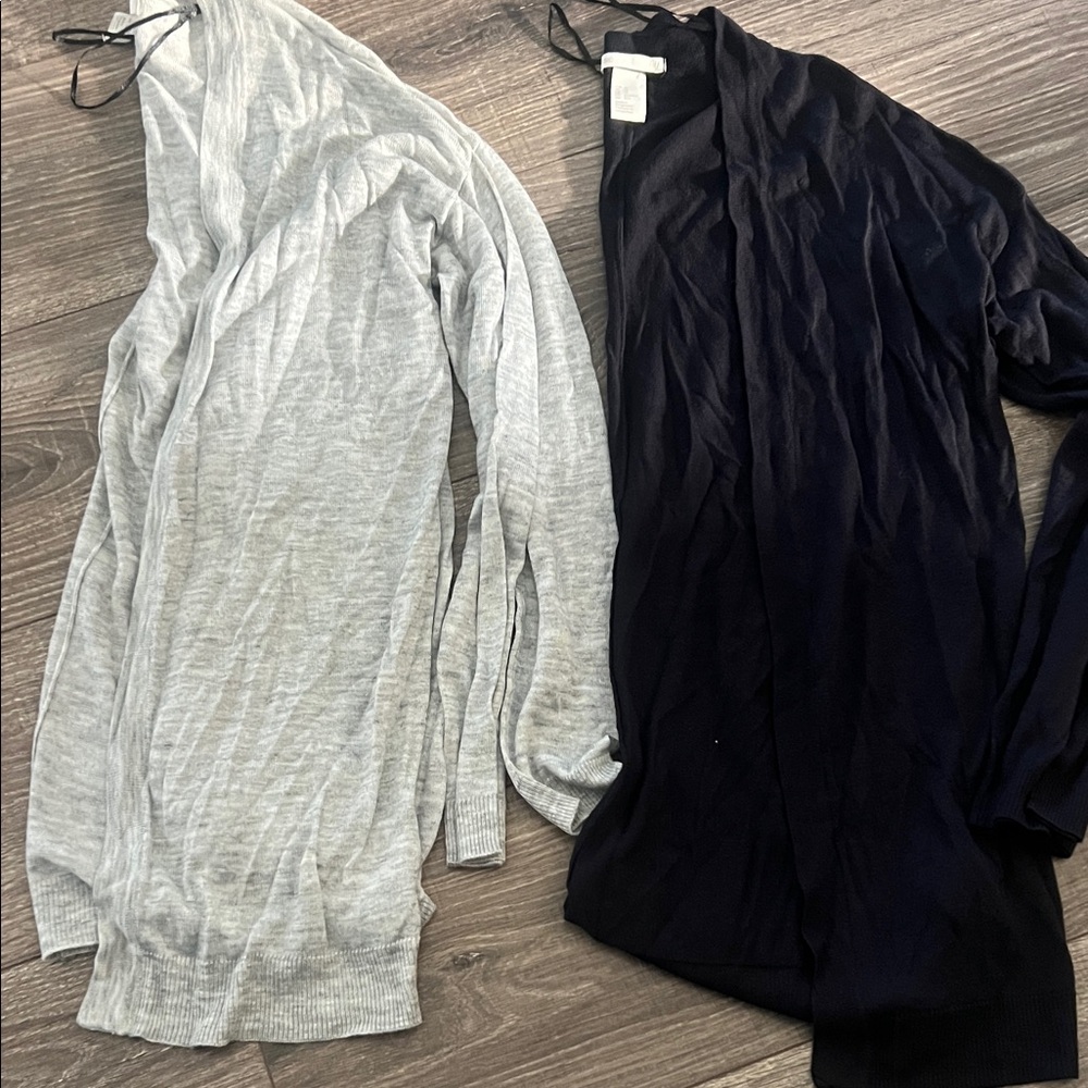 Gray and navy lightweight  Cardigan Set